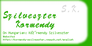 szilveszter kormendy business card